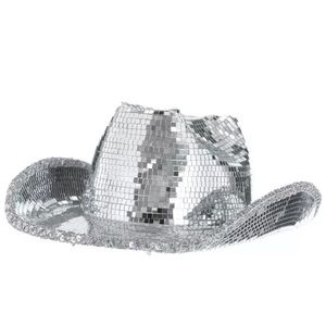 Silver disco ball cowboy hat